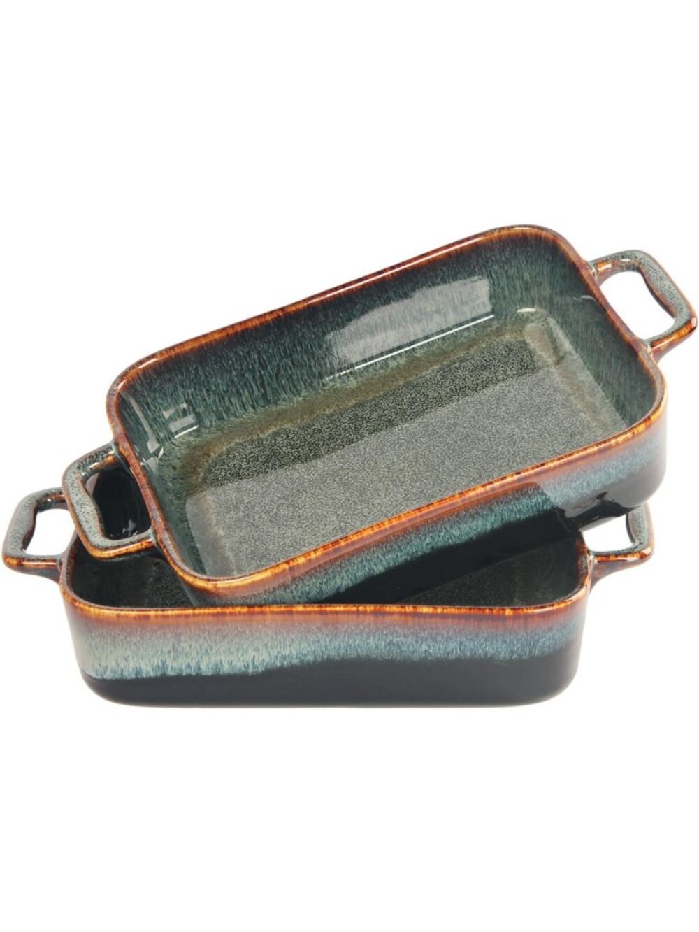 Set of 2 Porcelain Casserole Dishes, 8"x6" Oven Safe Bakeware for Lasagna